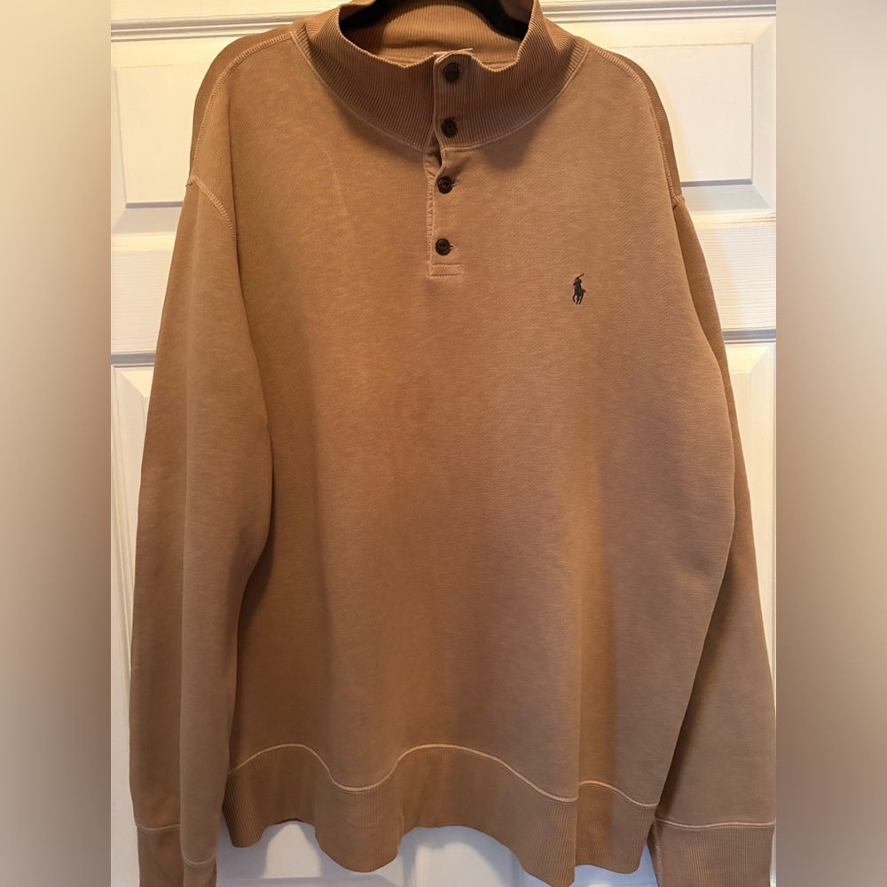 Ralph Lauren Men's Tan Button-Up Sweatshirt